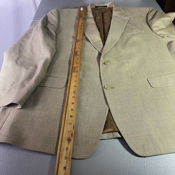RALPH by RALPH LAUREN Silk Wool Tweed 2 Button Blazer Jacket Mens 50L Beige - Picture 7 of 9